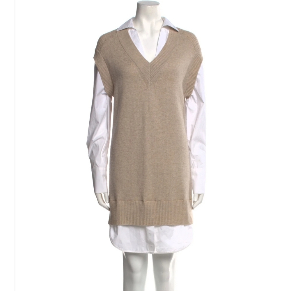 Brochu Walker Sleeveless V-Neck Sweater Vest in Beige
